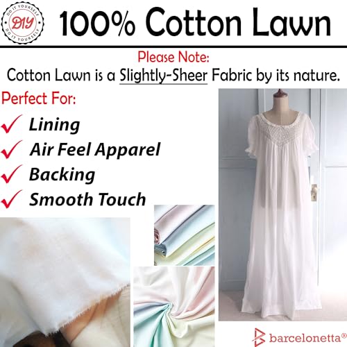 Barcelonetta | Cotton Lawn Fabric | Lining Fabric | 100% Cotton | Thin | 58" Wide | Sewing, Air Feel Layer | Cloth, Solid (Brown, 5 Yard) - color: Brown, size: 5 Yard
