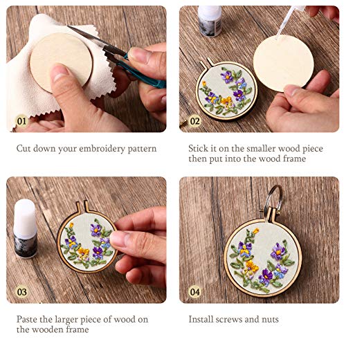 Syhood 8 Sets Mini Embroidery Hoop Wooden