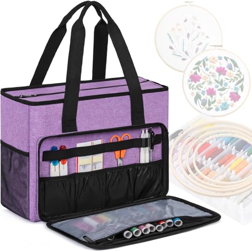 GMAK Embroidery Storage Bag, Embroidery Project Storage Carrying Tote Bag - color: Purple
