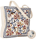 Miss Adola Lightweight Embroidery Canvas Tote Bag - color: Brown Leaf