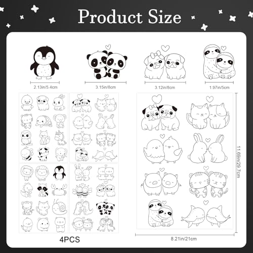 Rngmsi 4 Sheets Cute Animal Water Soluble Embroidery Patterns for Sewing - color: Cute Animal