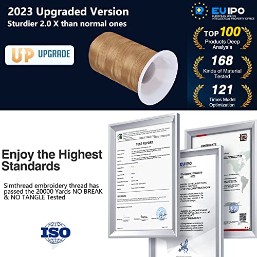 Simthread Embroidery Thread 5500 Yards Beige 843, 2 Huge Spools 40wt Polyester for Brother, Babylock, Janome, Singer, Pfaff, Husqvarna, Bernina Machine - color: Beige