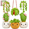 MAGIMUSE Crochet Kit for Beginners, Crochet Starter Kits, Amigurumi Craft Knitting Crocheting Kits with Step-by-Step Video Tutorials, 6 Pack Hanging Potted Plants Family(40%+ Yarn)