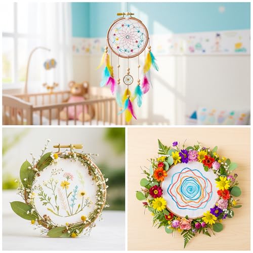 Josojoou 2Pcs Cross Stitch Hoop 3Inch Small Embroidery Hoop Round Wooden Embroidery Hoops for Art Craft Sewing Hanging Ornaments