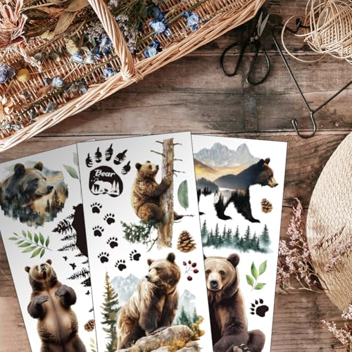 OLYCRAFT 3Pcs/Set Jungle Bear Rub on Transfers for Furniture and Crafts - style: Bears