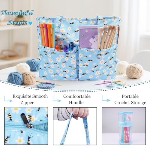 Hobekoee Crochet Bag Organizer Yarn Storage Organizer - color: Blue