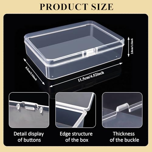 4 Pieces Plastic Organizer Boxes with Hinged Lid for Beads, Jewelry, Earrings, Fishing Tackle Storage and Organizer (4.52 x 3.34 x 1.1 Inch) - size: 4.52 x 3.34 x 1.1 Inch