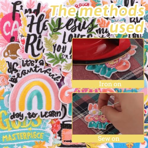 12Pcs Bible Verse Iron On Patches, Christian Embroidered Patches Inspirational Religious Quotes Sewing Applique for Trucker Hat Clothing Jackets - color: 12Pcs Christian