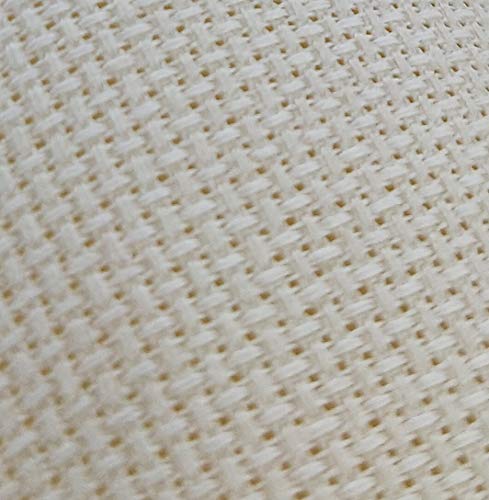 19" x 28" 14CT Counted Cotton Aida Cloth Cross Stitch Fabric (Cream) - color: Cream