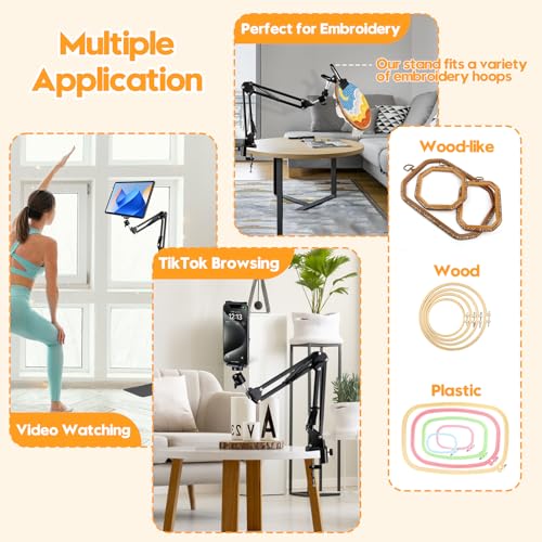 Black Adjustable 3-in-1 Hoop/Tablet/Phone Holder Embroidery Hoops Stand