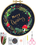 ERKOON Christmas Embroidery Kit for Beginners, Cross Stitch Set for Include Embroidery Cloth Hoops Threads for Craft Lover Hand Stitch with Embroidery Skill Techniques (Christmas Wreaths) - color: Christmas Wreaths