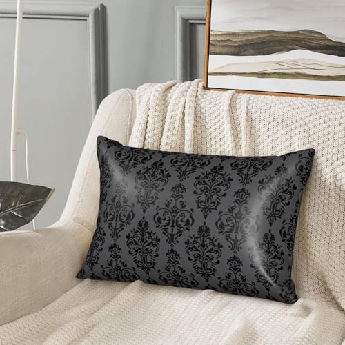 Satin Pillowcase for Hair and Skin Retro Black Damask Dark Purple Super Soft and Cooling Similar to Silk Pillow Case 1 Pack with Hidden Zipper Silky Soft Zippered Satin Pillowcase20 x30 - color: Retro Black Damask Dark Purple