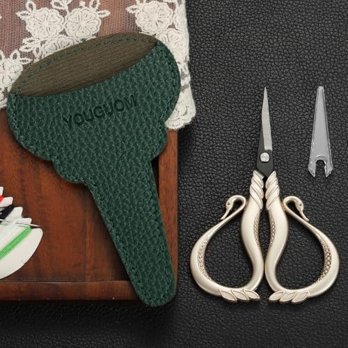 YOUGUOM Small Crochet Scissors with Cover, Little Detail Shears - color: Champagne
