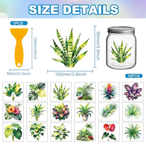 GLOBLELAND 18 Sheets Tropical Leaves Rub on Transfers Summer Leaf Transfer Stickers Decals UV DTF Cup Wraps for Furniture Vase Glass Bottle Table Decor - style: Tropical Leaves