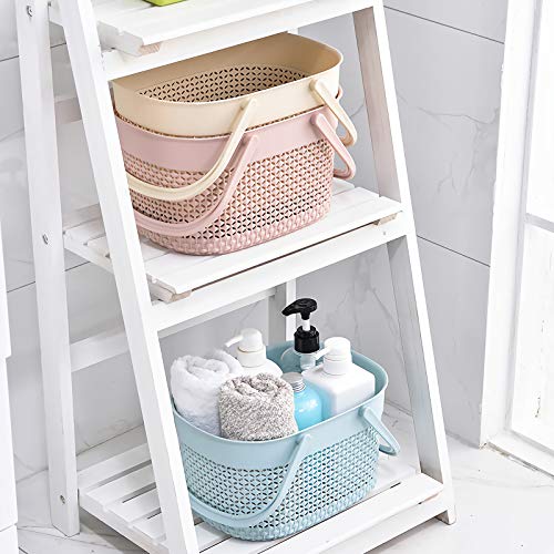 rejomiik Portable Plastic Shower Caddy Basket with Handles, Blue - color: Blue, size: 1 pack