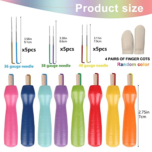JNENERY Needle Felting Tools, 38 Pcs Felting Needles - Needle Felting Supplies with 3 Sizes Felt Needles(36 Gauge, 38 Gauge, 40), Color Wooden Handle Holder for Felting