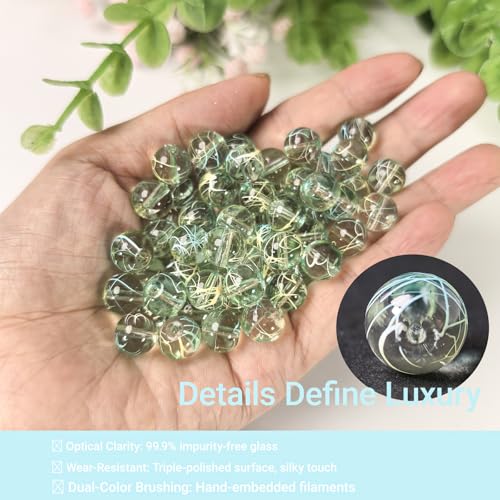 10mm Hand-Drawn Glass Beads Bulk 160pcs Yellow SkyBlue Round - color: Yellow&Sky 10mm