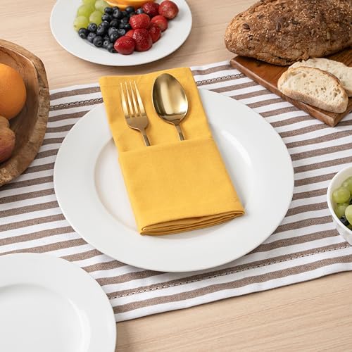 Blue Needles Solid Cloth Napkins 100% Cotton Set of 12-18 x 18 Inches - color: Golden Yellow, size: 18" x 18" (Set of 12)