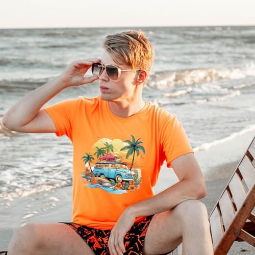 4 Packs Summer Iron on Patches for Clothing, Sweet Summer Heat Transfer Vinyl Decals Hawaiian Beach Coconut Tree Sunglasses Design DTF Transfer Ready to Press Appliques for T-Shirt Hoodie DIY Craft - color: Style I