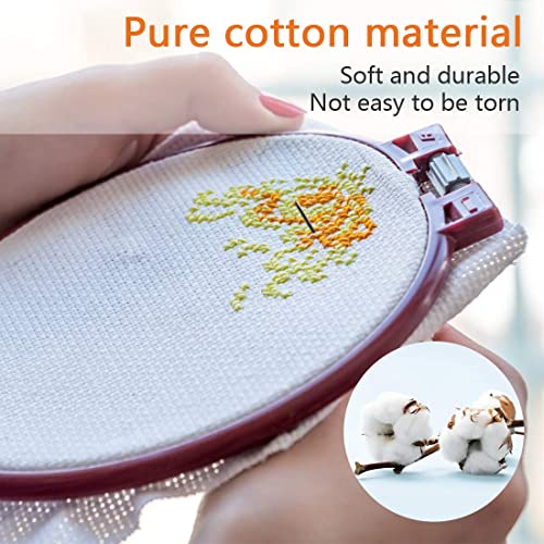 White 14 Count Aida Cloth Cross Stitch Fabric, 6 Pieces 18 x 12 Inch White Embroidery Fabric Cotton Needlepoint Canvas for Counted Cross Stitch, DIY Needlework, Embroidery, Crafts and Home Decor - size: 14 CT-6Pcs