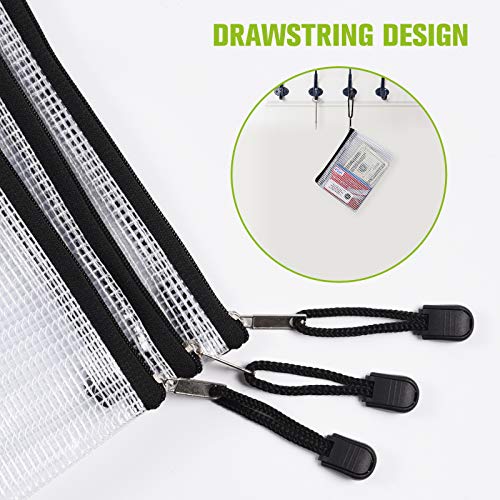 6PCS Mesh Zipper Pouch Bags: B5 Clear Zipper Pouches for Classroom, Black - color: Black, size: B5 (11.26×7.9 inch)