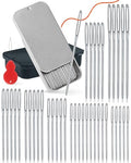 FIVEIZERO 80 PCS Large-Eye Blunt Needles,8 Sizes Stainless Steel Yarn Knitting Needles,Sewing Needles,Crafting Knitting Weaving Stringing Needleswith Threaders for Finishing Off Crochet Projects CJ - color: 80