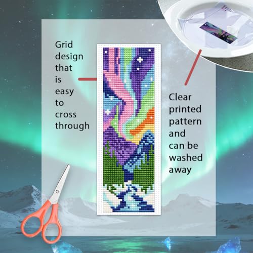 ORIGACH 6 Set Fantasy Dazzling Scenery Cross Stitch Bookmark Kit - style: Fantasy Dazzling Scenery