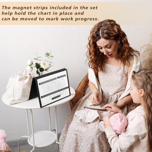 Flutesan 1 Pcs Knitting Pattern Holder, Fold up Cross Stitch Knitting Chart Keeper with Replacement Magnets, Magnetic Cross Stitch Accessories (Folded Size 6.1 x 9 Inch,Black) - color: Black, size: Folded Size 6.1 x 9 Inch