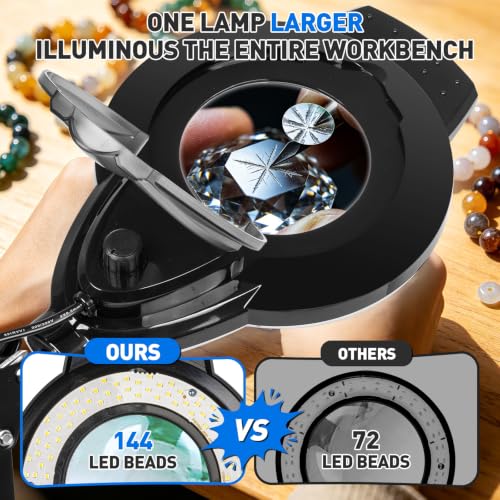 KIRKAS LED Magnifying Lamp with Clamp, 2,200 Lumens Dimmable 28in 12X 30X - size: 28in-2