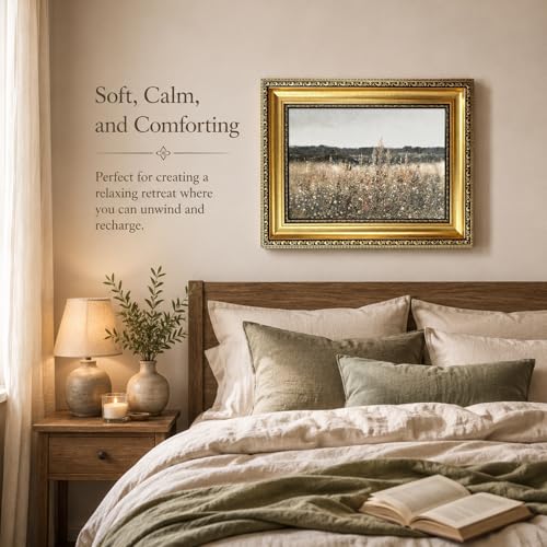 Gold Framed Vintage Wildflower Field Meadow Canvas Wall Art,12x16in - color: Wildflower Gold Framed, size: 16"L x 12"W