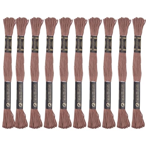 12 Skeins Embroidery Cotton Floss of 9yds for DIY Embroidery, Light Brown - color: Light Brown