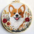 Punch Needle Kits Corgi Dog in Flowers 20x20cm-3