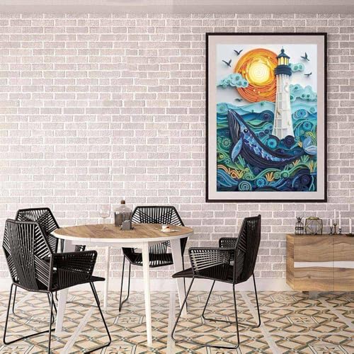 ZQEATRY Moon Lighthouse Special Shape Diamond Art Kits for Adults Beginners,DIY Sea Dolphin Crystal Rhinestones Diamond Painting Kit for Adults,5D Diamond Art Painting for Home Wall Decor 12 X 16inch - color: Moon Lighthouse