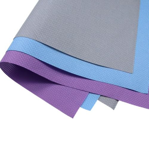 KCS 3 pc of 15" x 18"(38cmx45cm) 11 Count Cross Stitch Cotton Aida Cloth Needlework Rolled Fabric Box,11CT,Light Grey+Light Blue+Lavender - color: Light Grey+light Blue+lavender, size: 11CT