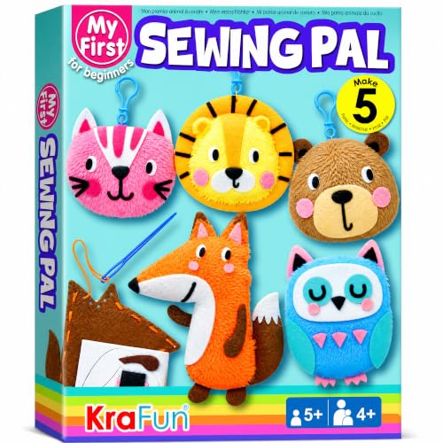 KRAFUN Animal Keyring Charm Sewing Kit Age 6+ | 5 Projects