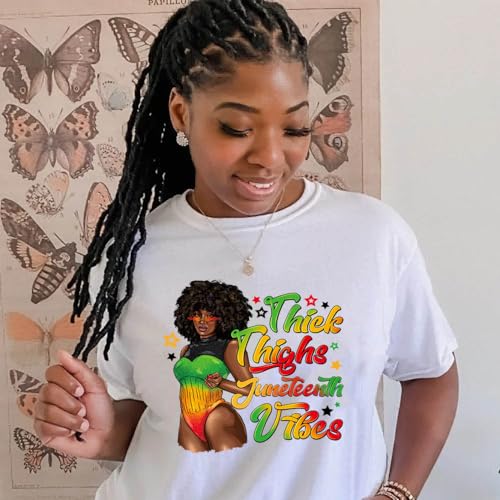 Juneteenth Iron on Heat Transfer HTV Vinyl Sticker Black Women Iron on Patches for Clothes Juneteenth 1865 Black History Design Heat Thermal Press Decals Washable Juneteenth Patches for DIY Craft 4Pcs - color: Juneteenth C