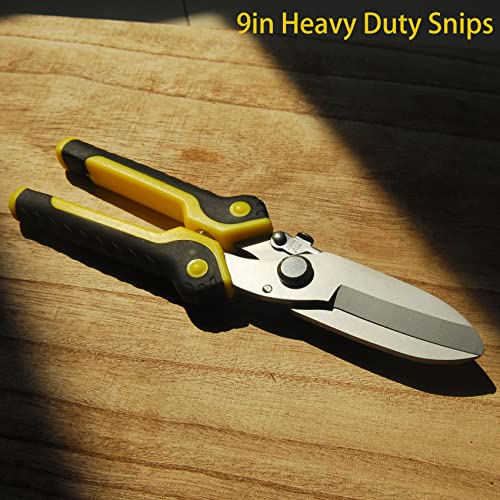 TOOLMAK 9 Inch Aviation Tin Snips, Heavy Duty Metal Cutter - size: Tin Snips-B