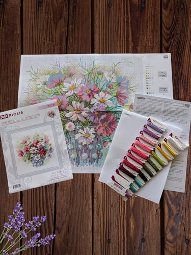 RIOLIS 2228 Watercolor Cosmos Counted Cross Stitch Kit 11.75 x 11.75 in