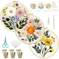 FEIYUENO 3 Sets Flowers Embroidery Kit for Beginner Adults (Sunflower) - color: Sunflower