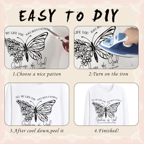 Dazoratix Christian Iron on Transfers - 20 Sheets Bible Verse DTF Ready to Press Heat Patches Boho Religious Faith Quotes Vinyl Stickers Decals for T Shirts Clothes Pillow Bag Hat Appliques DIY Crafts - style: Bible Verse
