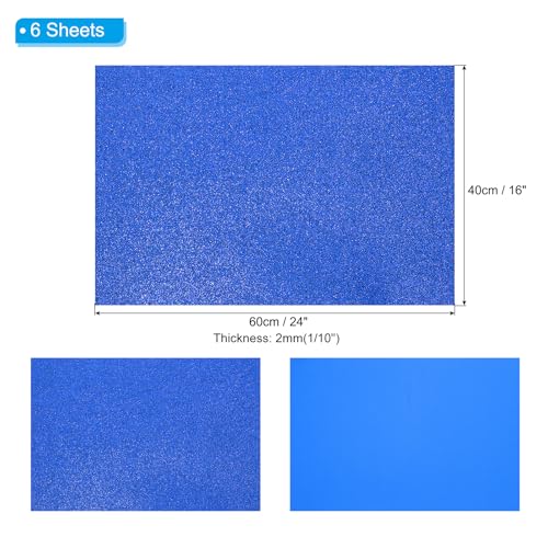 PATIKIL 2mm(1/10") Thick Non Adhesive Glitter Foam Sheet 16x24inch(40x60cm) Dark Blue, EVA Shiny Foam Board for Craft, 6 Pcs - color: Dark Blue