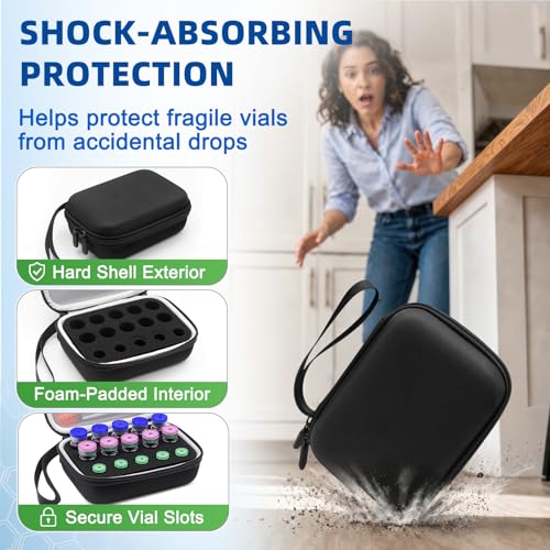 Peptide Case for Fridge, Insulin Vial Protector Case - color: Black-15×(1-10ml)