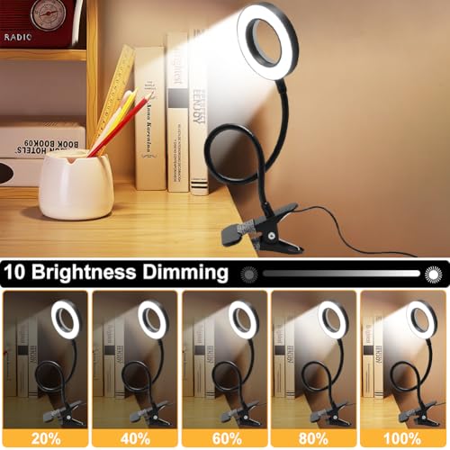 5X Magnifying Glass with Light, Hands Free Clip on Magnifier Lamp