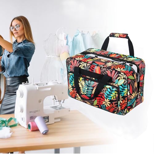 Sewing Machine Carrying Case，Sewing Machine Carrying Case Tote Bag，Universal Tote Storage Bag with Pockets and Handles, Suitable for Most Standard Singer, Janome (Black) - color: Black