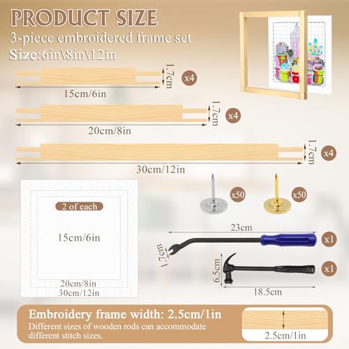 ZOCON 12PCS Needlepoint Stretcher Bars with 3 Sizes, Wooden Stretcher Bars for Needlework Needlepoint Embroidery Stitch Frame, Include 6 PCS of Needlepoint Canvas and Other Needlepoint Accessories