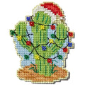 Mill Hill Christmas Cactus Beaded Counted Cross Stitch Ornament Kit 2024 Winter Holiday MH182435, 3" x 3", Multi