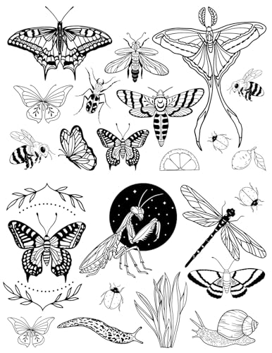Water Soluble Embroidery Patterns Stabilizers, Stick and Stitch Embroidery Transfers Paper Tear Away Embroidery Stabilizer with Fun Designs for Stitching, Flowers and Animals (Bugs N Things) - color: Bugs N things