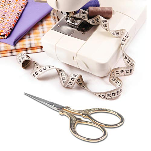 Embroidery Scissors with Leather Cover 3.6 inch Sewing Craft Sharp - color: Gold