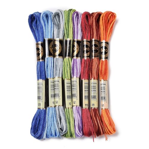 8 Skeins Embroidery Floss Mixed Color Friendship Bracelet String 0.5mm Cross Stitch Embroidery Thread for Jewelry Making Bracelet Knitting Stitching Craft Supplies - color: Mixed Color, 8 Skeins