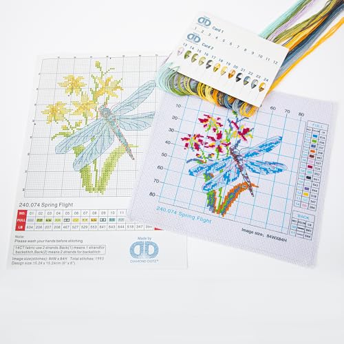 DIAMOND DOTZ Spring Flight Stamped Cross Stitch for Adults, Counted Pattern - color: Spring Flight